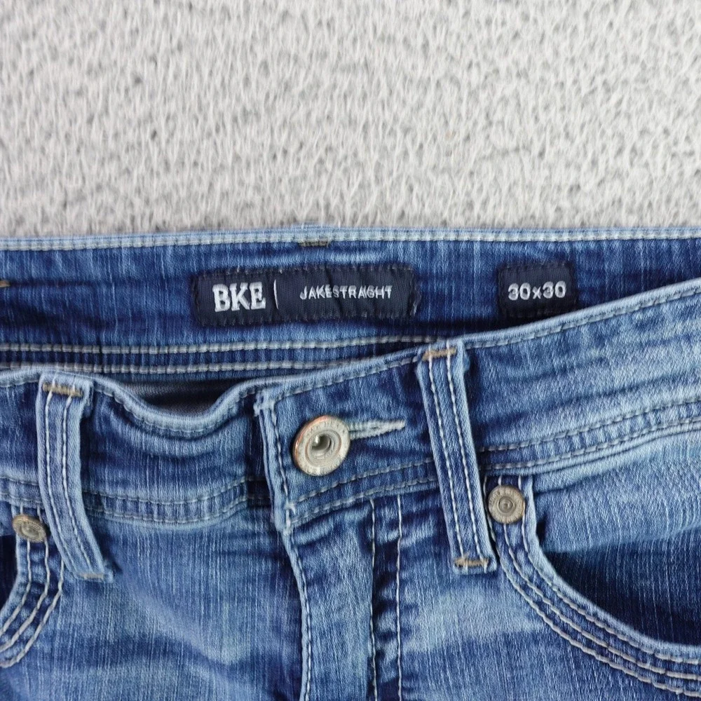 BKE Jake Straight Jeans Mens 30x30 Blue Medium Wash Stretch Denim Nice Fade 8665